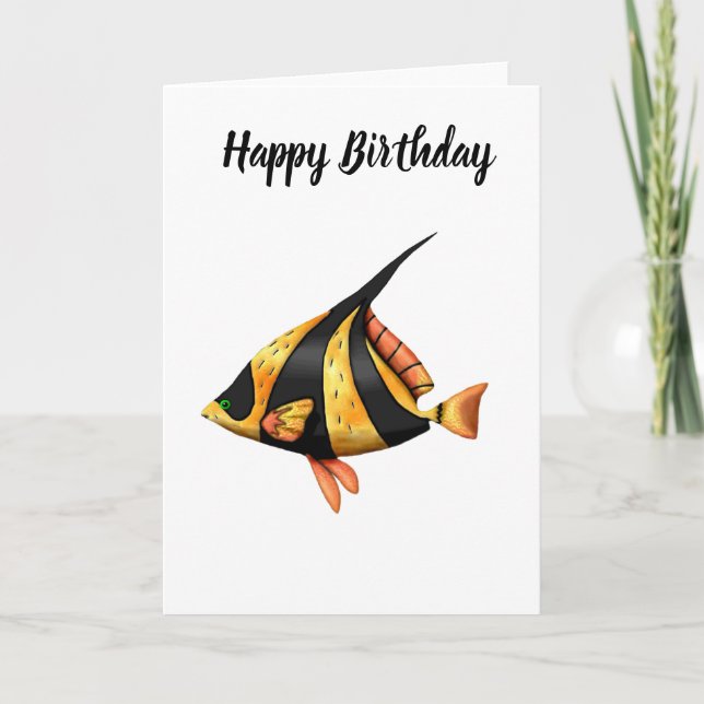 Black and gold tropical angle fish card (Front)