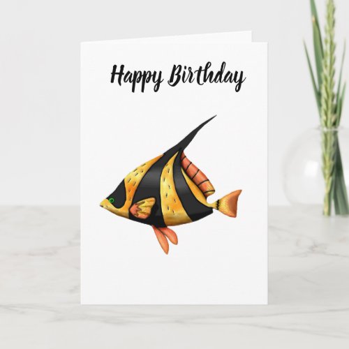 Black and gold tropical angle fish card