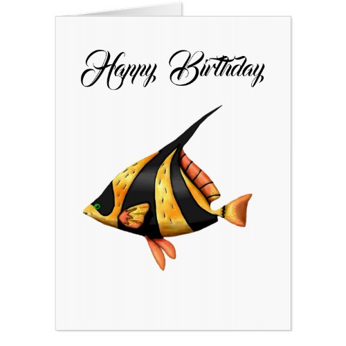 Black and gold tropical angle fish card