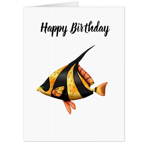 Black and gold tropical angle fish card