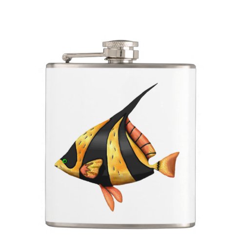 Black and gold tropical angle fish flask