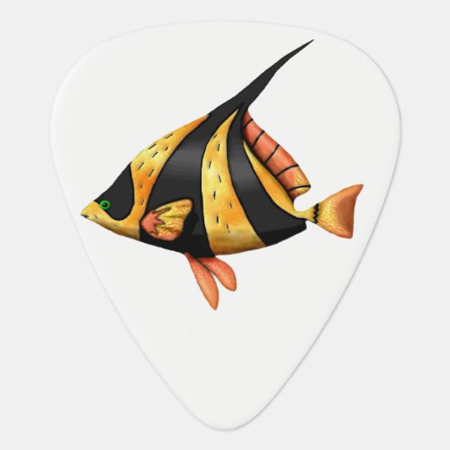 Black and gold tropical angle fish guitar pick