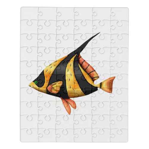 Black and gold tropical angle fish jigsaw puzzle