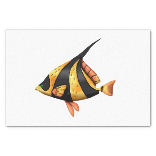 Black and gold tropical angle fish tissue paper