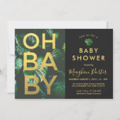 Black and Gold Tropical Baby Shower Invitation (Front)