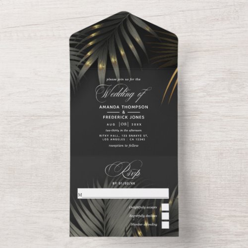 Black and Gold Tropical Beach Wedding All In One I