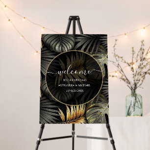 Black and Gold Tropical Destination Wedding Foam Board