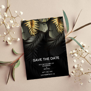 Black and Gold Tropical Destination Wedding Save The Date