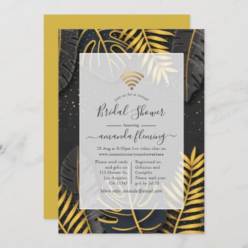 Black and Gold Tropical Virtual Shower Invitation