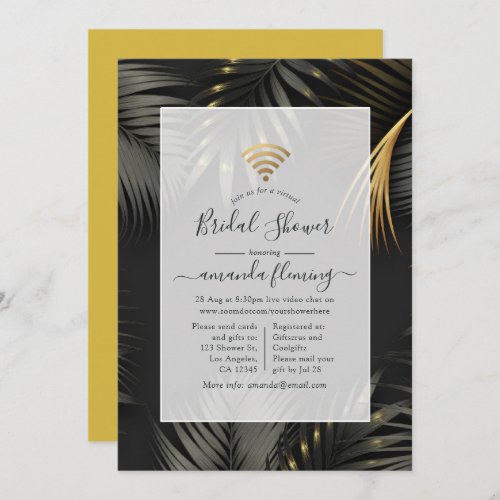 Black and Gold Tropical Virtual Shower Invitation