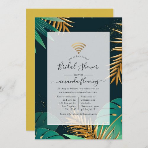 Black and Gold Tropical Virtual Shower Invitation