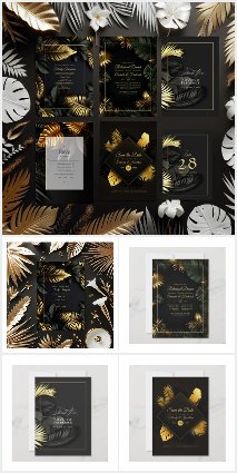 Black and Gold Tropical Wedding