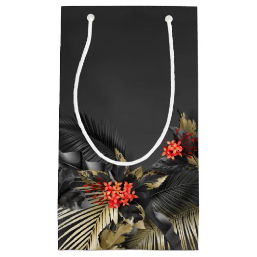 Black and Gold Tropical Wedding Small Gift Bag