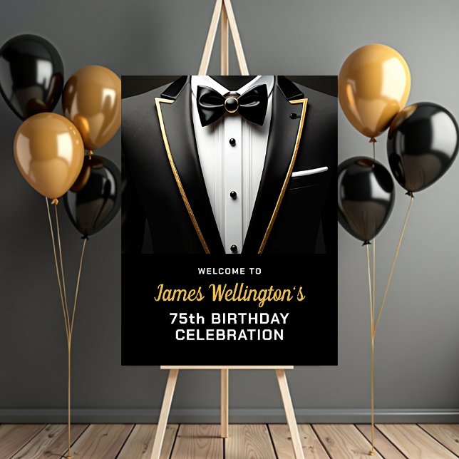 Black and Gold Tuxedo Birthday Event Foam Board (Creator Uploaded)