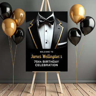 Black and Gold Tuxedo Birthday Event Foam Board