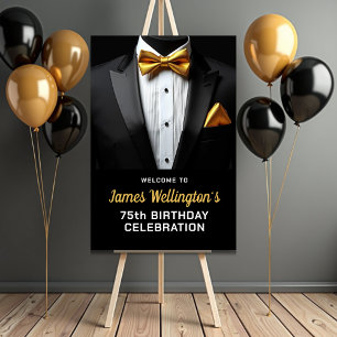 Black and Gold Tuxedo Birthday Event Foam Board