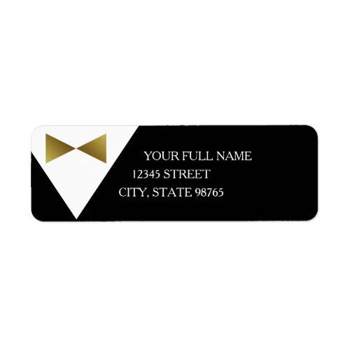 Black and Gold Tuxedo Return Address Labels