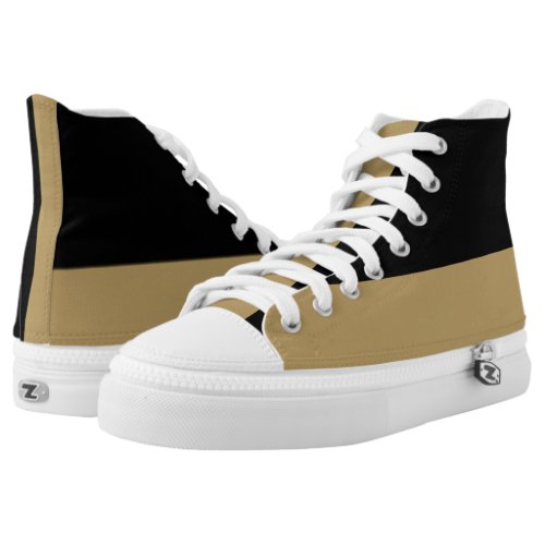 Black and Gold Two-Tone Hi-Top Athletic Shoes