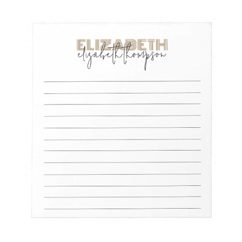 Black and Gold Typeface Name Lined Notepad