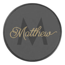 Black and Gold Typography Add Name & Monogram Mens