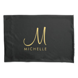Black And Gold Typography Monogram Name Template Pillow Case