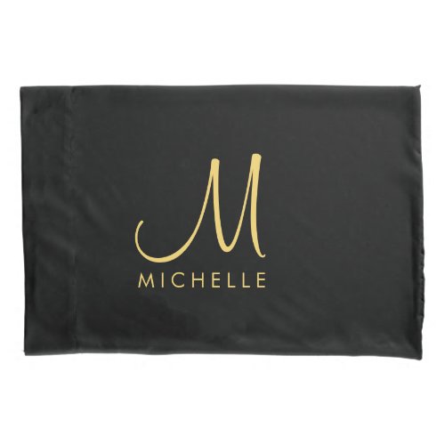 Black And Gold Typography Monogram Name Template Pillow Case