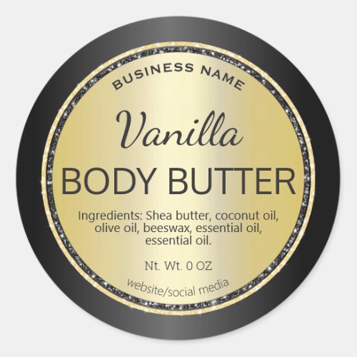 Black And Gold Vanilla Body Butter Product Labels
