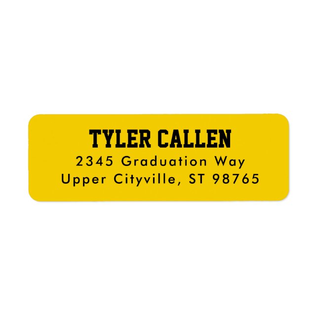 Black and Gold Varsity Graduation Address Label (Front)