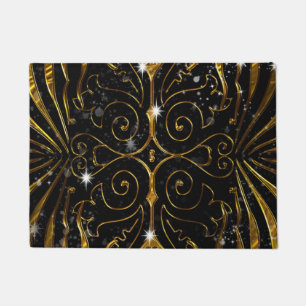 Black and Gold Victorian Sparkle Doormat