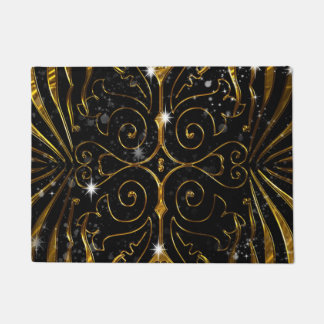 Black and Gold Victorian Sparkle Doormat