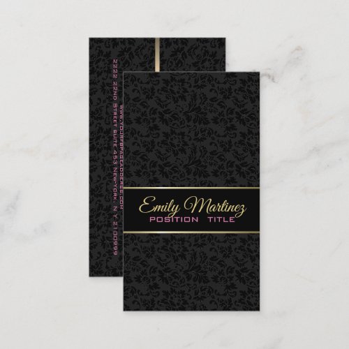 Black And Gold Vintage Floral Damasks Business Card