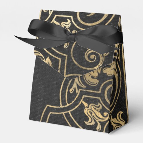 Black and Gold Vintage Luxury Damask Favor Boxes