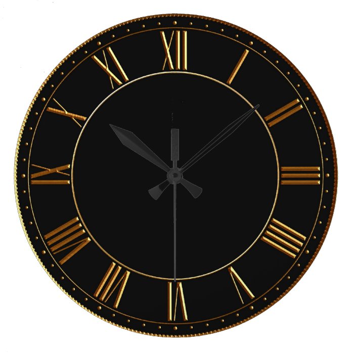 Black and Gold Vintage Roman Numeral Large Clock Zazzle