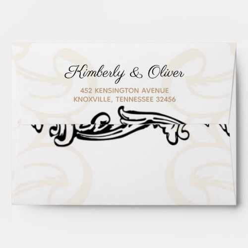 black and gold Vintage Wedding Envelope