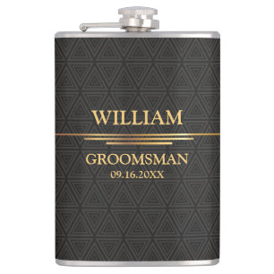 Black and Gold Vinyl Wrapped Flask