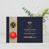 Black and Gold Virtual Graduation Party Invitation (Standing Front)