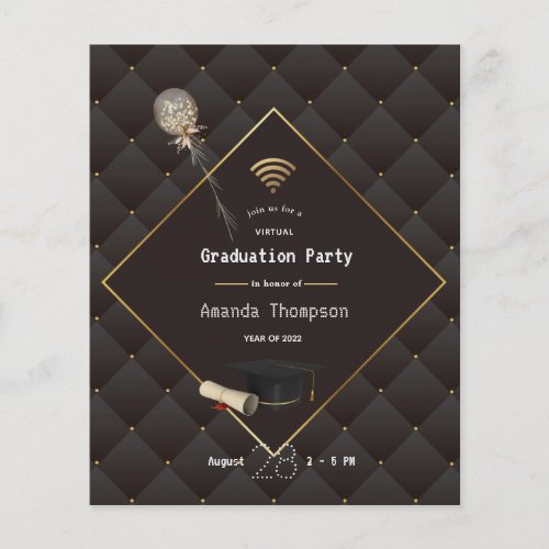 Black and Gold Virtual Graduation Party Invitation Flyer