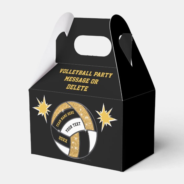 Black and Gold Volleyball Party Favors Boxes (Front Side)
