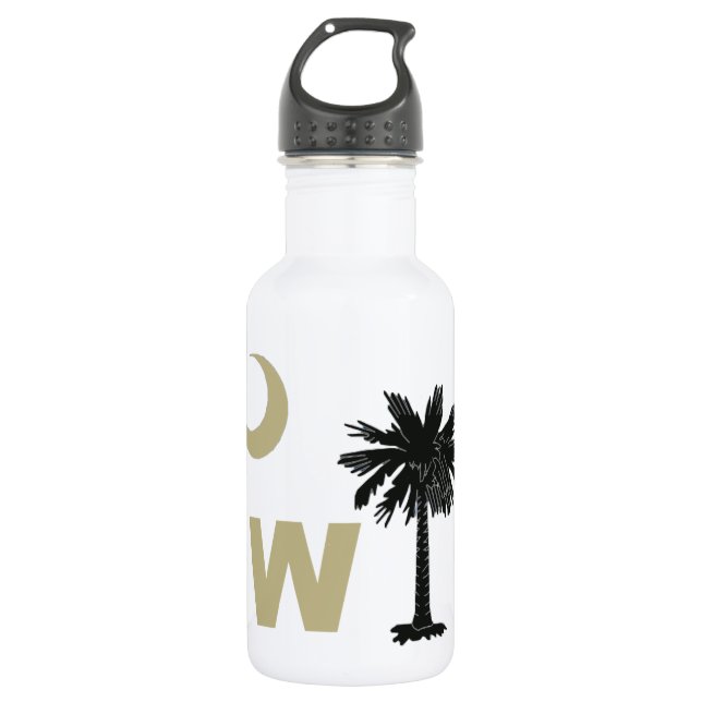 Black and Gold W South Carolina Stainless Steel Water Bottle (Front)