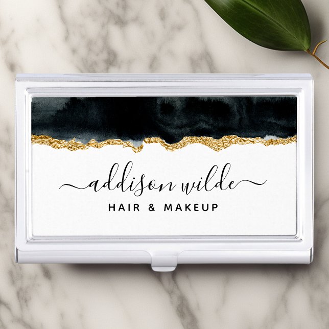 Black And Gold Watercolor Business Card Case (Creator Uploaded)