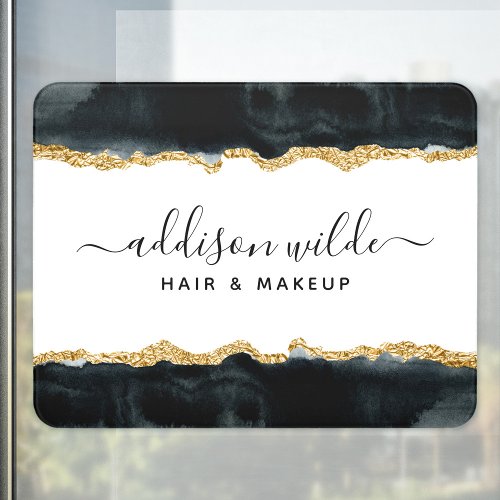 Custom Door Signs 7 Black And Gold Watercolor Business Door Sign