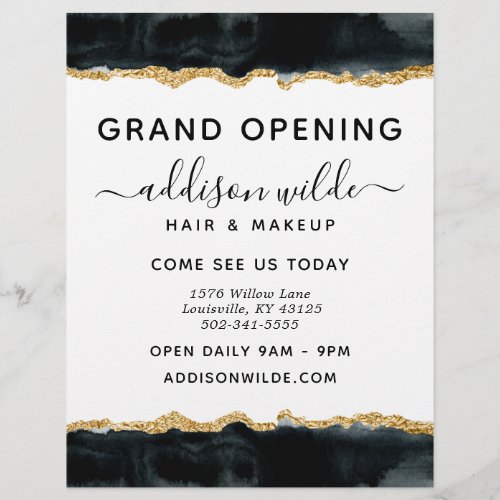 Black And Gold Watercolor Business Flyer