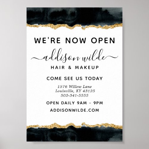 Black And Gold Watercolor Business Poster