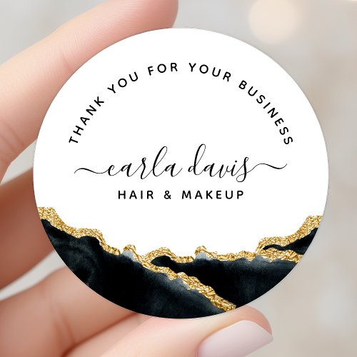 Black And Gold Watercolor Classic Round Sticker