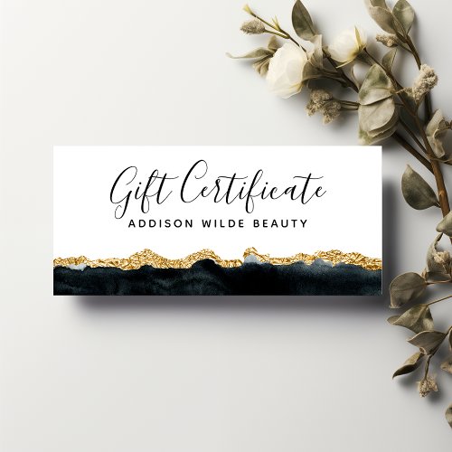 Black And Gold Watercolor Gift Certificate