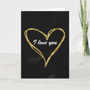 Black and Gold Watercolor Heart Card