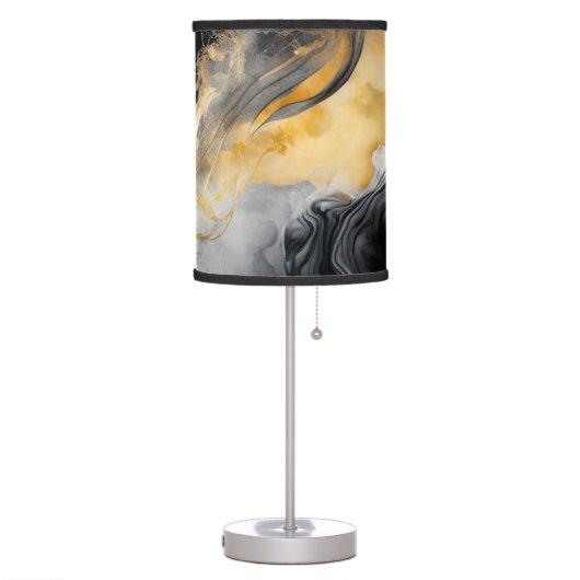 Black and Gold Watercolor Marble Table Lamp (Left)