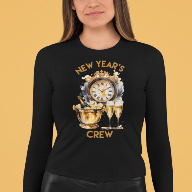 Black and Gold Watercolor New Years Crew T-Shirt (Creator Uploaded)