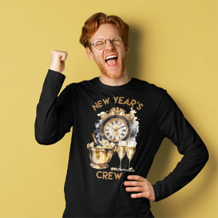 Black and Gold Watercolor New Years Crew T-Shirt