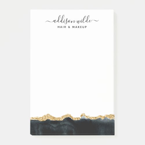 Black And Gold Watercolor Personalized Post_it Notes